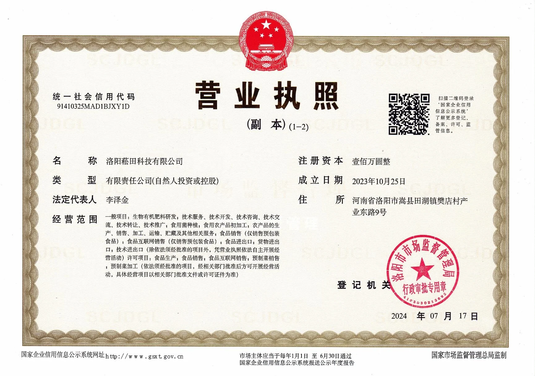 Business License preview