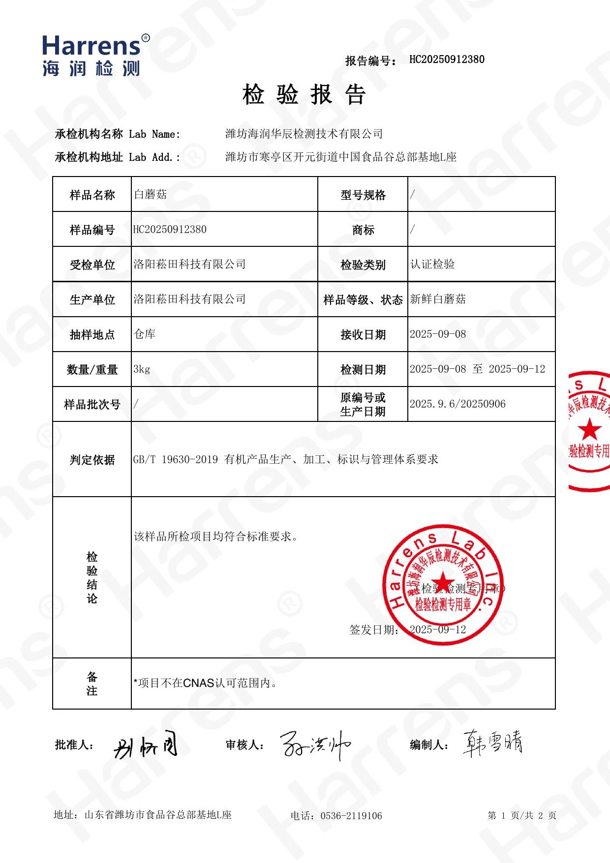 White Mushroom Inspection Report preview